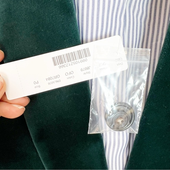 J. CREW GREEN VELVET PARKE ONE BUTTON BLAZER WOMENS SZ 0P NWT - Picture 4 of 7